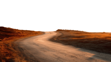 Desert Road at Dusk background isolated on a Transparent background, PNG file.