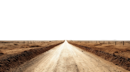 Desert Road Leading to Horizon background isolated on a Transparent background, PNG file.