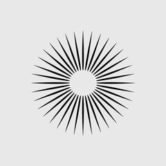 Obraz premium Abstract Sunburst Design with Black Rays on Light Gray Background