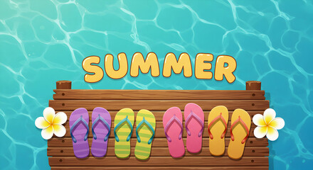 Summer vacation is calling:  Escape to paradise with these vibrant flip-flops and enjoy the crystal-clear water.