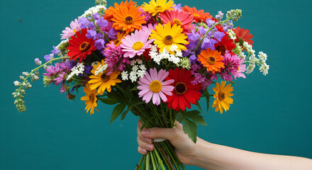 A vibrant bouquet of wildflowers, perfect for any occasion, makes a stunning gift for someone special, bringing joy and happiness.
