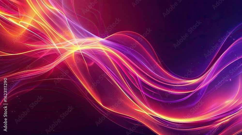 Poster a vibrant abstract design featuring flowing waves of color and light.