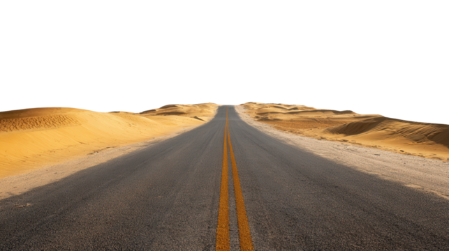 Deserted Desert Road background isolated on a Transparent background, PNG file.