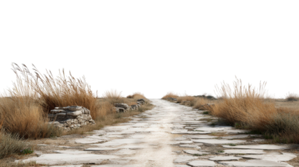 Deserted Village Road background isolated on a Transparent background, PNG file.