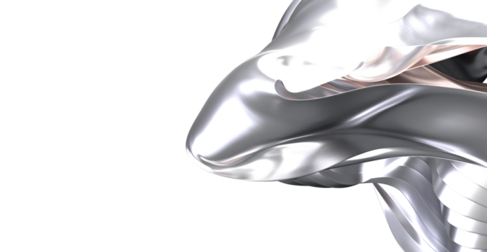 Abstract art photo of flowing silver metal. Perfect for tech, design, or luxury projects.