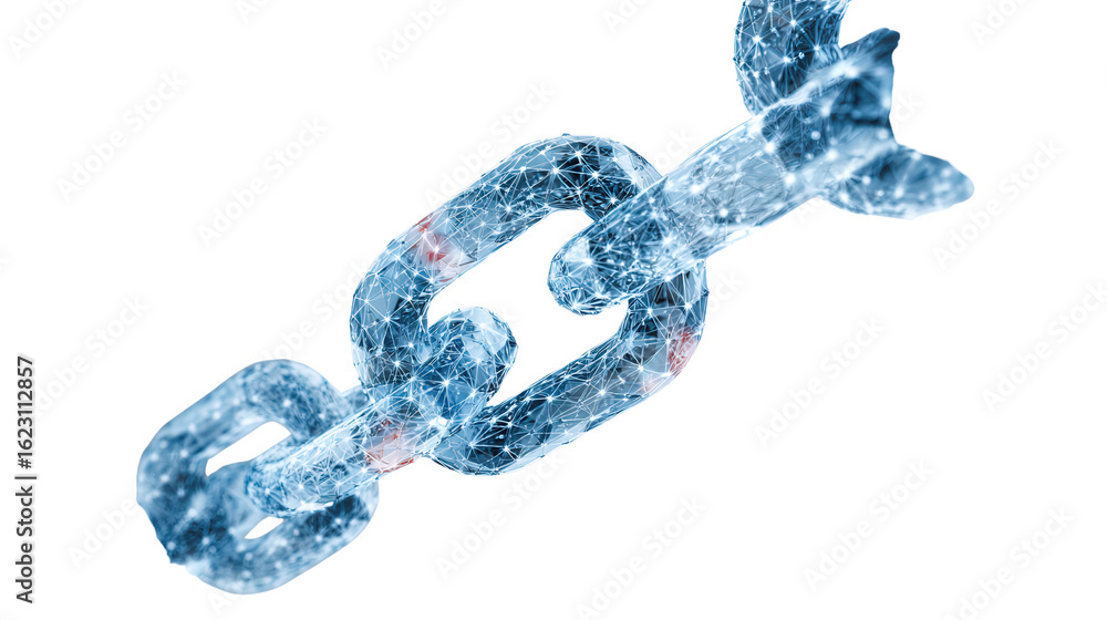 Poster digital health records on blockchain background isolated on a transparent background, png file.