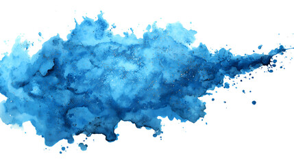 Blue watercolor splash with gold glitter abstract art design