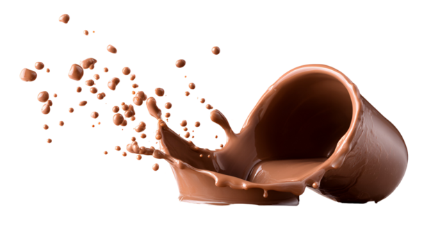 Chocolate Milk Splash in Cup Brown Liquid Drink