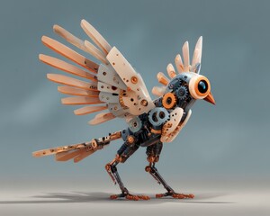 Mechanical bird with intricate details