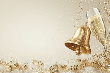 Festive Celebration with Bell and Champagne