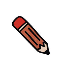 Hand drawn pencil for handwriting. Stationery for school education writer. Isolated vector illustration