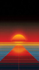 Retro Futuristic Sunset with Gradient Lines