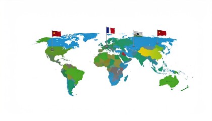 Obraz premium World map with flags