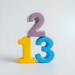 Purple yellow blue blocks with question mark first second third concept