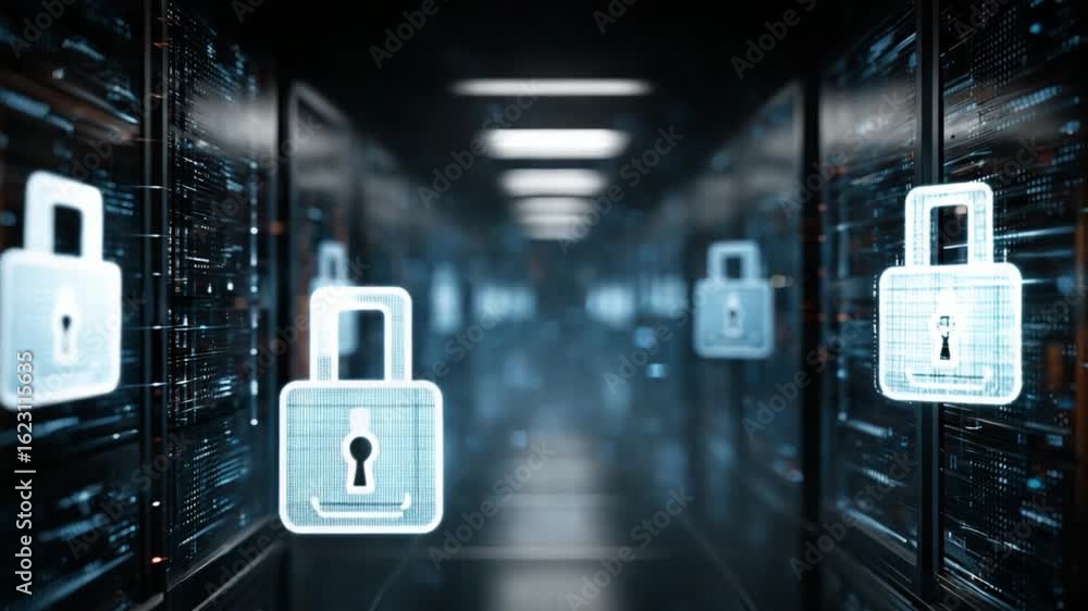 Aufkleber data security fortress: illustrating the core concept of cybersecurity through digitally rendered pa