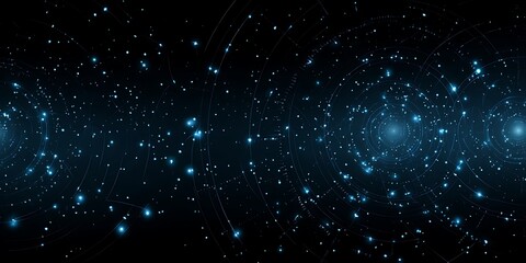 Abstract digital network with glowing blue nodes and connecting lines in the dark