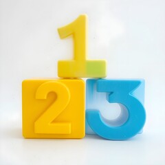 Yellow blue bright colored blocks first second third counting practice
