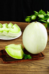 Shandong deep bottom jade mushroom melon freshly picked from the farm and ready for tasting