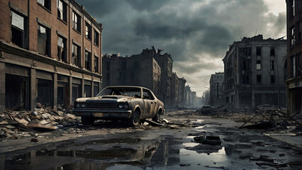 Deserted City Streets After Apocalypse