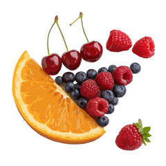 fresh fruits isolated on white