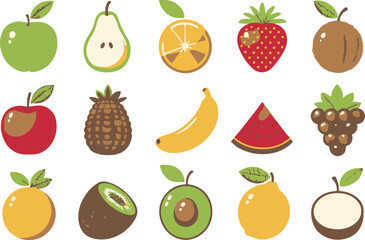 Colorful and Playful Fruit Medley Whimsical Food Art Featuring Apples Pears and Tropical Delights a Fun and Vibrant Illustration