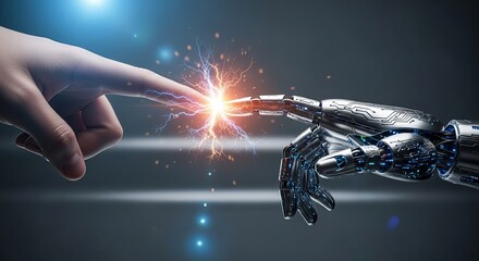 Human and Robotic Connection with Spark of Technology.