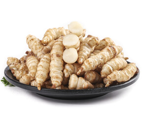 Freshly harvested screw vegetables served as gourmet meal on a platter of ReadyDug Ground Loop Pagodas