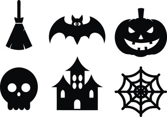 Halloween Iconography A Spooky Vector Art Collection Featuring Classic Symbols of the Holiday and Celebrations