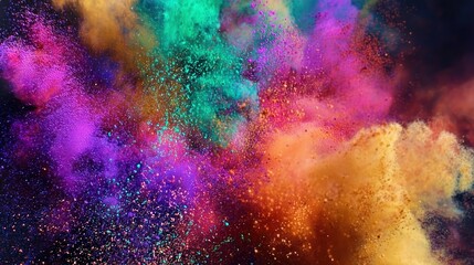 Colorful Powder Explosion, Vibrant Dust Cloud, Dynamic Color Burst
