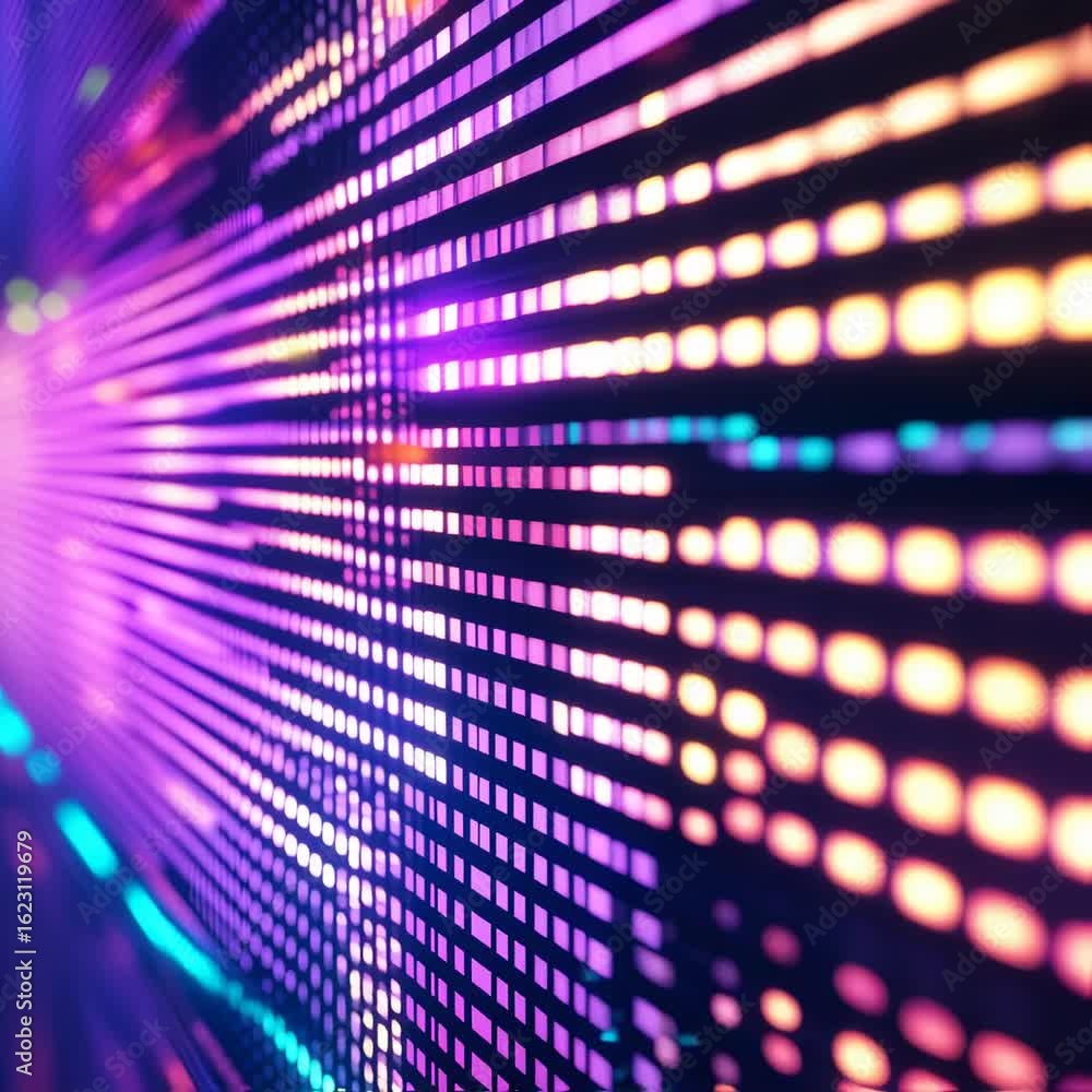 Poster dynamic abstract background with colorful glowing led lights creating a futuristic and modern