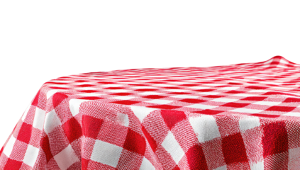 Red and white checkered tablecloth on a table, close-up view (2)
