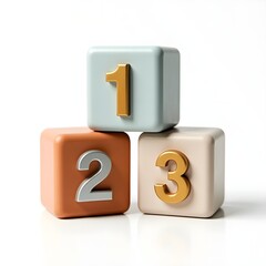 Orange brown beige educational blocks first second third counting practice