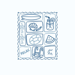 Summer vacation mode elements vector graphic design