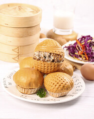 Experience the delightful taste of popping brown sugar walnut buns, a handmade Cantonese dim sum treat for morning tea