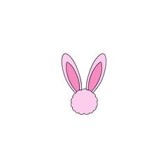 Fototapeta premium Cute pink bunny ears and tail isolated on transparent background