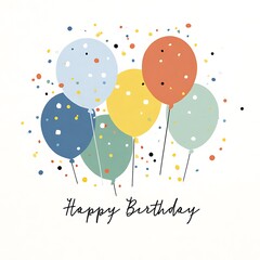 Colorful balloons and confetti celebrate a happy birthday