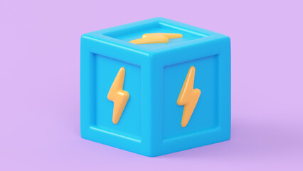 Blue plastic toy blocks illustration Web Banner, Party poster, advertising brochure, flyer, FAQ or frequently asked questions, minimal concept, 3d render	
