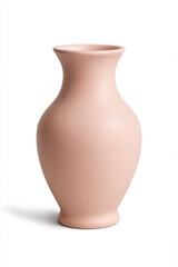 Light pink ceramic vase on transparent background casting shadow