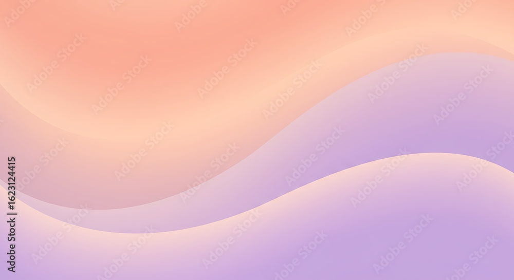 Poster abstract soft pastel gradient background with smooth flowing wave shapes. serene peach and lavender 