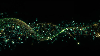 Neural flow network analytics innovation in an abstract futuristic setting with different streams.