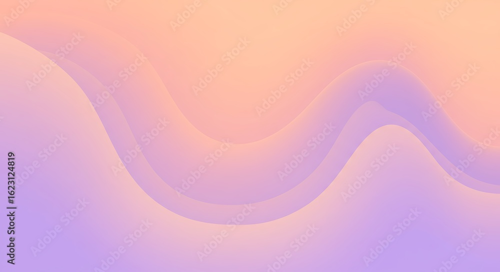 Poster abstract pastel gradient background with smooth fluid waves in soft lavender and peach colors. a mod