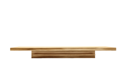 Low, horizontal, light-brown wooden plank