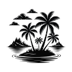 Tropical Island Silhouette Landscape