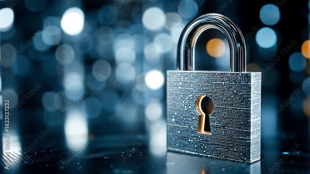Aufkleber cybersecurity sentinel: a close-up shot of a sturdy padlock, the universal symbol of security, set a