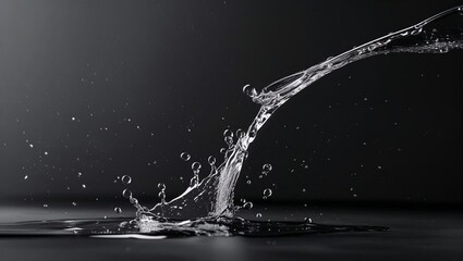 Minimalist Water Splash on Matte Black Surface – Dramatic Side Lighting