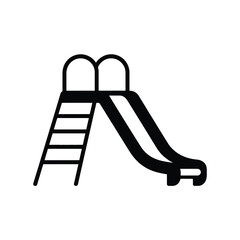 Simple line art icon of a playground slide with a ladder for outdoor fun