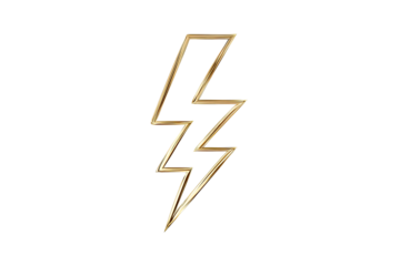 Gold lightning bolt graphic against black background
