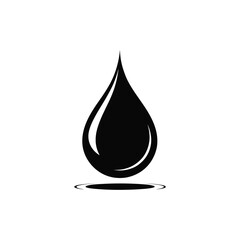 Fototapeta premium Stylized black oil drop with reflection on light beige background