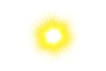 Obraz premium Yellow Sunburst Overlay, Centered Radiant Light Burst with Zigzag Edges, Isolated on Transparent Background for Modern and Energetic Visual Effects