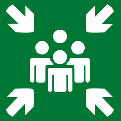 Panneau de rassemblement, signalisation de point de rencontre, sécurité et information